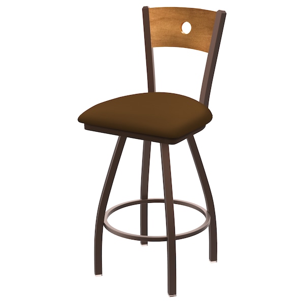 36" Swivel Counter Stool, Black Wrinkle, Med Back, Canter Thatch Seat